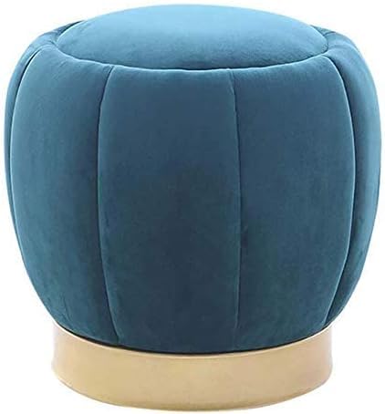 Tabourets repose-pieds ottomans bleus de 45cm avec garniture en métal