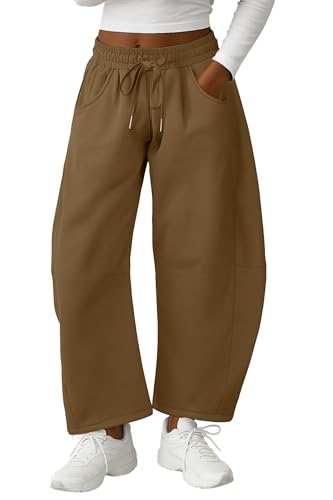Lepunuo Plus Size Barrel Sweatpants Women Brown