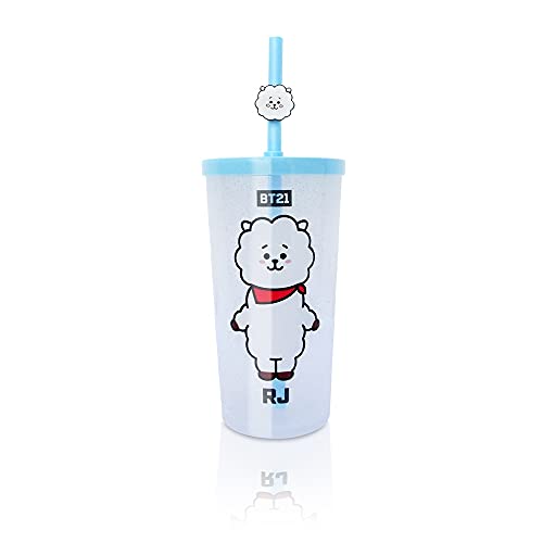 Copo com Canudo BT21 RJ- Line Friends