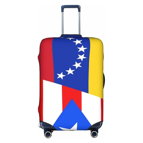 Travel Luggage Cover Half Venezuela Half Puerto Rico Flag Fashion Washable Baggage Suitcase Protector Fit For Luggage X-Large