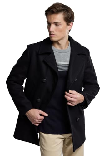 Image of Armor Lux Men's 3706 Reefer Long Sleeve Coat, Black (010 Noir), UK 36