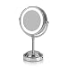 Produktbild VITALmaxx 00535 Kosmetikspiegel mit LED-Beleuchtung | Schminkspiegel, Kabellos, dreh- und neigbar, Normalspiegel und 3-Fach-Vergrößerung | Chrome