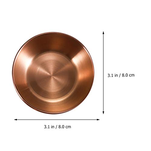 Doitool 4Pcs Stainless Steel Sauce Dishes Round Sushi Dipping Bowls,Sushi Dipping Sauce Dishes Seasoning Dish Saucer Bowl Mini Appetizer Plate (Rose Gold,3.14X3.14X0.98Inch) #TOP2