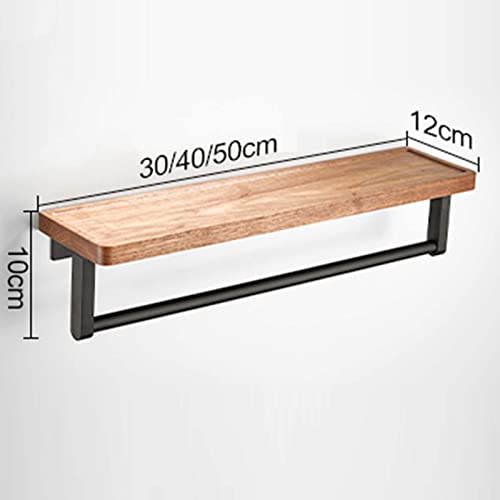 Estante de baño Almacenamiento de Ducha Adhesivo Estante de baño de Madera Montado en la Pared Sin taladrar Antióxido para Inodoro,C30cm