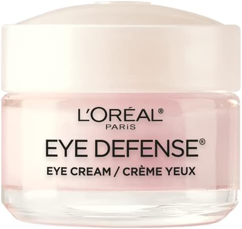 Eye Cream to Reduce Puffiness, Lines and Dark Circles, L'Oreal Paris Skincare Dermo-Expertise Eye Defense Eye Cream with Caffeine and Hyaluronic Acid For All Skin Types, 0.5 oz.
