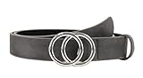 Dieser Doppel-Ring Gürtel wurde aus Leder für Innenseite und Polyurethan für Außenseite hergestellt, Größe der Schnalle ca. 5,3 cm x 3,8 cm,100% nickelfrei