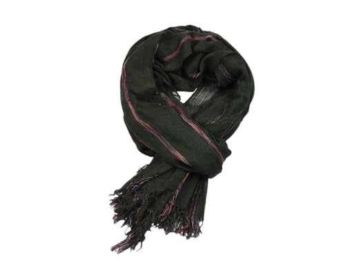 Bufanda casual de rayas para hombre chal cálido de algodón lino accesorio cuello