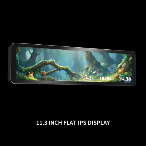 Image of Thermalright Trofeo Vision 11.3 LCD Black, 11.3-inch Full-Color LCD Magnetic Display Screen, 1920x400 Resolution, Easy to Install,Master CPU /GPU Temperature(Black)