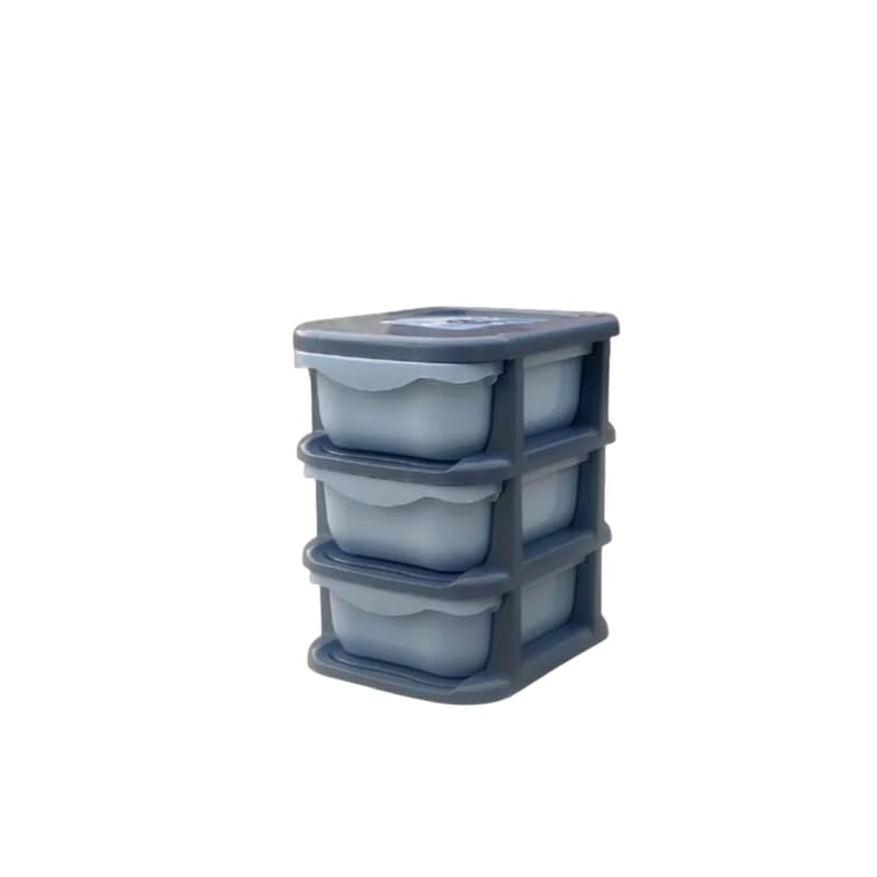 3 shelf Small Size Plastic Drawer/Makeup Vanity Box/Storage Box/Storage Organiser/Basket For Office & home(SIze-14 * 18 * 20 Cm) Grey 9009_grey_Drawer-picture-30
