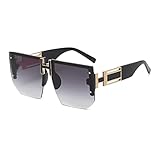 YGDBXHYD Fashionable frameless square sunglasses for women, oversized vintage glasses, sunglasses UV400(BLACK)