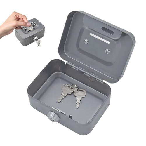 Kleine Geldkassette, Silbrig Kleiner Safe,11,5 x 8,5 x 5,8 cm...