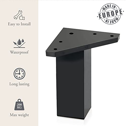 Kukicu ✮ Furniture Legs ✮ Set of 4 Legs, Screws Included, Black Colour, Height: 4 inches/10 cm - Image 3