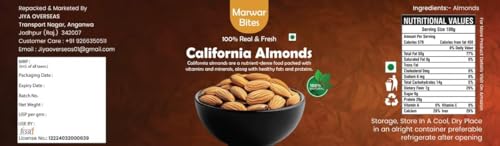 Image of MarwarBites California Almonds 500gm| Badam Giri | High in Fiber & Boost Immunity | Real Nuts | Gluten Free & Zero Cholesterol | Natural Dry Fruits Pack