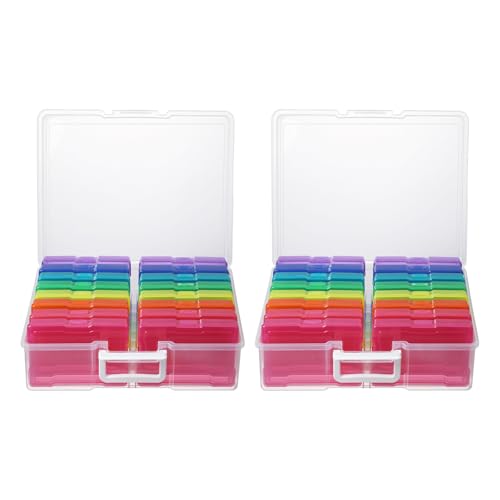 Image of novelinks Photo Storage Box and 16 Inner 4 inch x 6 inch Photo Storage Containers | 2Pack Color, Photo Albums 4x6 Pictures, Photo Organizers and Storage, Card Game Storage, Task Boxes for Special Education