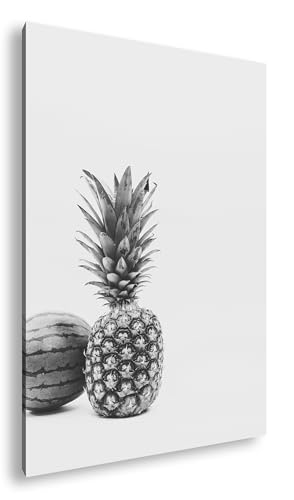 Cadre ananas melon noir et blanc pour salon moderne 90x60 cm