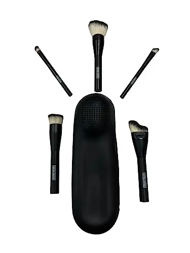 SHAN&#39;ROCK BEAUTISTIC 5pc Luxury Vegan Make-Up Brush Set with Silicone Travel Case/Eco-Friendly Travel Size Make-Up Brush Set with Silicone Case