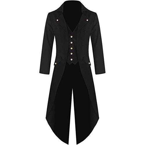 KULIXI Chaqueta Larga gótica Vintage para Hombre, Abrigo de Uniforme Fresco Retro...