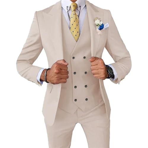 Men's Suits Regular Fit 3 Pieces Blazer Vests Pants Double Breasted Vest Prom Tuxedos Set Wedding Suits3