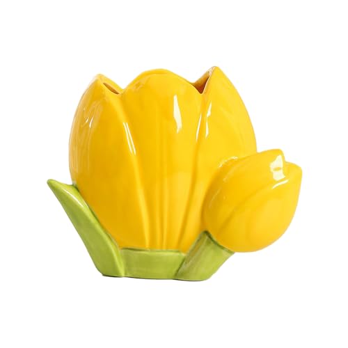 RXMORI Vaso a Forma di Tulipano, Vasi Decorativi in ​​Ceramica Colorata, Vaso da Tavolo in Ceramica Multifunzionale, Vaso per Fiori Unico, Vaso per Fiori Decorativo per