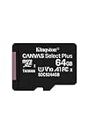 Kingston Canvas Select Plus microSD Card SDCS2/64 GB Class 10 (SD Adapter Included)