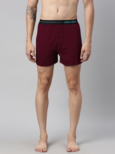 Image of JOVEN Men Black and Wine Solid Pure Cotton Boxers