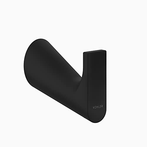 Image of Kohler Accent Single Robe Hook | Door Mount Robe Hanger | Contemporary Straightline Design | Easy Install with Hardware | Rust Resistant Durable Metal Build | Matte Black Finish | 2 Yrs Warranty