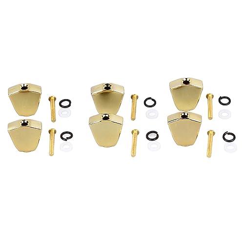 6PCS Guitar Tuner Machine Handle Tuning Key Button Head Metal Guitar Tuning Peg Button Guitar Tuning Pegs (Gold)