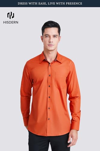 Image of HISDERN Mens Business Dress Shirts Long Sleeve Casual Button Down Shirt Formal Inner Collar Contrast Shirt for Men Wedding