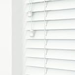 APEX FURNISHING White Faux Wood Venetian Blinds with Strings 50mm Slats Easy Fit Child Safe Trimmable Home Office Window Blinds (90cm x 150cm)