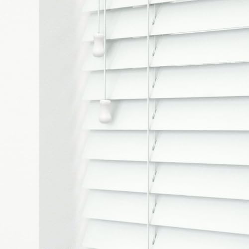 APEX FURNISHING Faux Wood Window Venetian Blinds with String Design 50mm Slats Easy Fit Trimmable White Home Office Windows Blind (45cm x 150cm)