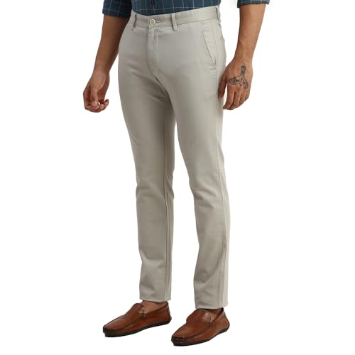 Image of Parx Men's Cotton Blend Solid Pattern Low Rise Tapered Fit Flat Front Casual Trouser