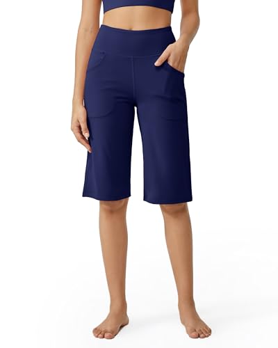 Image of Promover 14 inch /21 inch /23 inch /25 inch Inseam Capri Pants for Women Wide Leg Yoga Cropped Pants with Pockets Loose Casual Summer Pant