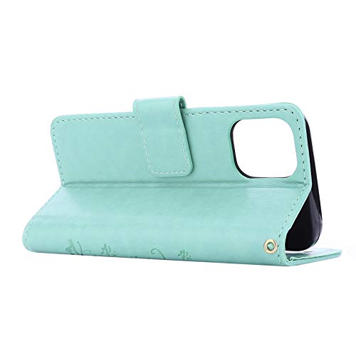 C-Super Mall-UK capa para iPhone 12 Mini, capa carteira em relevo borboleta com suporte e capa flip