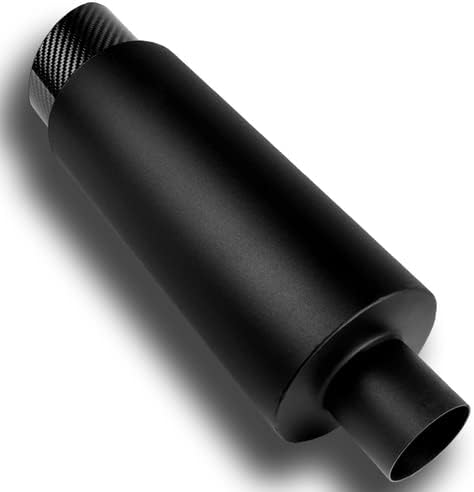 Miniatura 4 de JDM 4" Punta en bisel de fibra de carbono T304 Silenciador de resonancia de tubo de escape de acero inoxidable negro 2,5" Entrada + Silenciador