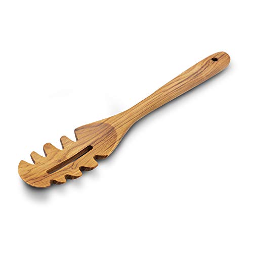 FAAY Tenedor para Pasta de 12", Cuchara para Espagueti Hecha a Mano con Madera de Teca Resistente a la Humedad Cover