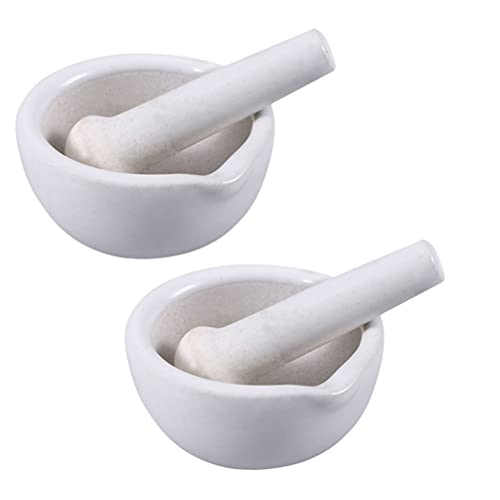 2 set di mortaio e pestello Kit Specie di erbe Ciotole di macinazione Aglio Medicina Masher Pesto per Casa Cucina Ristorante Forniture