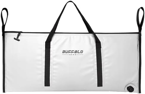 Buffalo Gear Insulated Fish Cooler Bag 40x18 Inch,Monster Leakproof Fish Kill Bag,Large Portable Waterproof Fish Bag,Keep Ice-cold More Than 48 Hours (White)