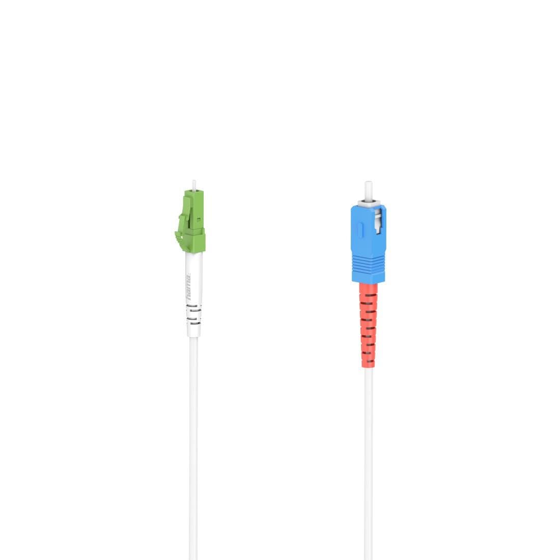 Hama Netzwerkkabel LC/APC (W) zu SC/UPC (M) - 5,0m - Glasfaser - halogenfrei, Knickschutzmanschette, LWL, Gigabit-Ethernet-Support, Weiß