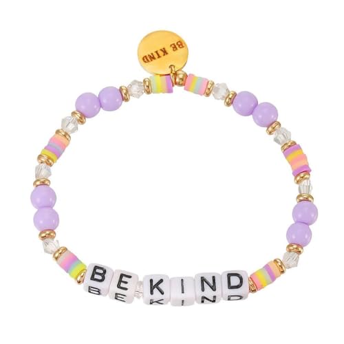 TETING GINING Colorful Be Kind Faith Letter Clay Crystal Beaded Bracelets Blessed Soul Sister Bracelet for Women (E)