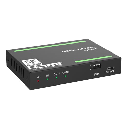 DAIAD HDMI 分配器 8K@60Hz 4K@120Hz VRR スプリッター HDCPパススルー HDR 同時出力 HDMI2.1 HDCP2.3 48Gbps (1入力2出力)