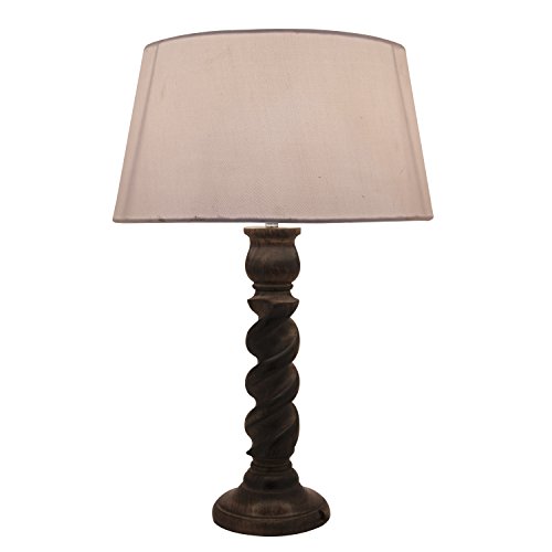 Image of Homesake Classic Twister Wooden Table Lamp with Fabric Shade | Handcrafted Bedside Lamp with E27 Holder| Bulb Included |Warm Light Night Lamp for Bedroom, Living Room, Study & Home Decor, White