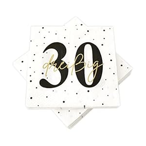 20 Servietten zum 30. Geburtstag 33×33 cm – weiß schwarz gold