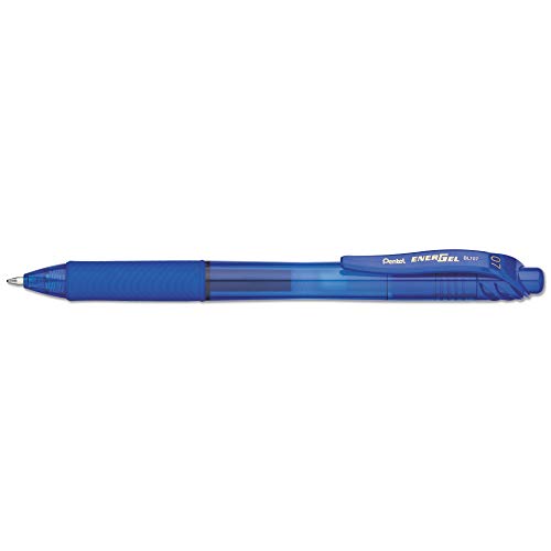 Stylo gel bleu Pentel Energel X BL107-C anti-bavure pour gauchers