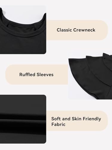 Image of DOKOTOO KIDS Girls Ruffle Sleeve Shirts Summer Cute Crewneck Blouse Tops 6-15 Years