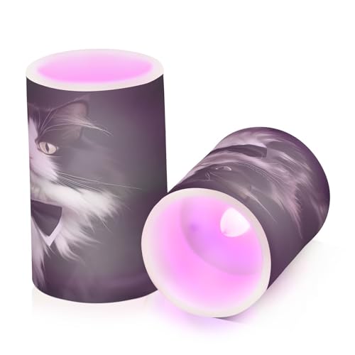 ALAZA Cat (40) Flickering Flameless Candles Battery Operated with Remote Timer,Tea Light Candles LED Pillar Votive Candles Set of 2 for Outdoor Indoor Decorations