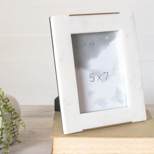 100 North PDALL09 Contemporary Gold Detail, White 10 X 8 Marble Tabletop Photo Frame thumb #1