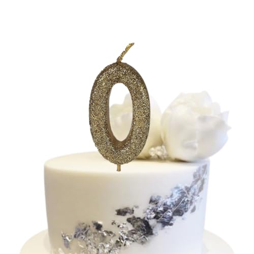 Image of Wanna Party Number 0 Glitter Gold Candle for Birthday Decoration Items /Cake Toppers /Cake Decorations
