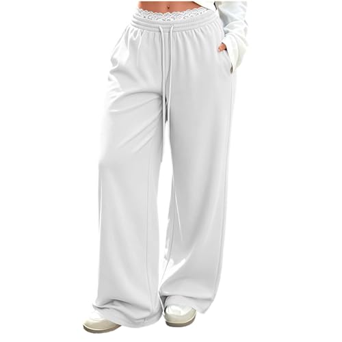 Pantalon chic et elegant en dentelle avec poches taille elastique