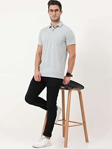 Image of ECOLINE Clothing Mens Cotton Solid Polo Neck Half Sleeve Pocket T-Shirt
