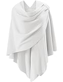 Womens Open Front Poncho Sweater Wrap Topper Knitted Elegant Shawls Cape for Spring Fall Winter,Series 1-White